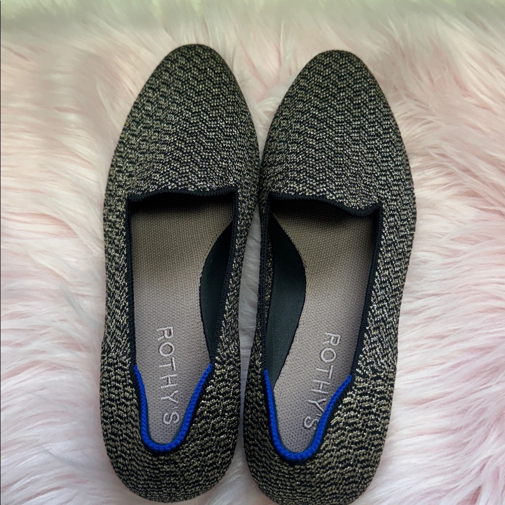Rothy's Black and Gold  comfortable Women's Loafers - Picture 3 of 4